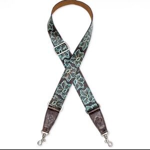 Patricia Nash Floral Embossed Tooled Turquoise Brown Green Blue Guitar Bag Strap